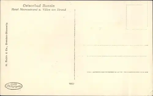 Ak Ostseebad Bansin Heringsdorf auf Usedom, Hotel Meeresstrand und Villen