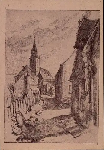 Künstler Ak Wochler, H., Neumarkt in der Oberpfalz, Herrgottsweber in der Sterngasse 1945