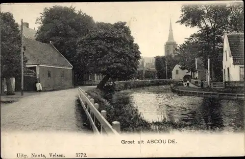 Ak Abcoude Utrecht Niederlande, Straßenpartie, Kirche