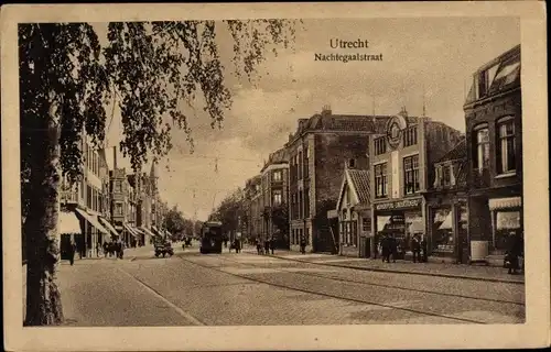 Ak Utrecht Niederlande, Nachtegaalstraat, Straßenbahn