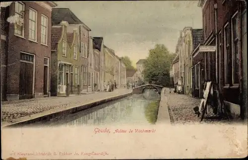 Ak Gouda Südholland Niederlande, Achter de Vischmarkt