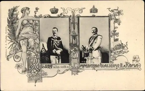Ak Vittorio Emanuele III, König Viktor Emanuel III. von Italien und Kaiser Wilhelm II.