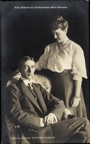 Ak Prinz Wilhelm und Prinzessin Maria von Schweden, Marija Pawlowna Romanowa, Portrait