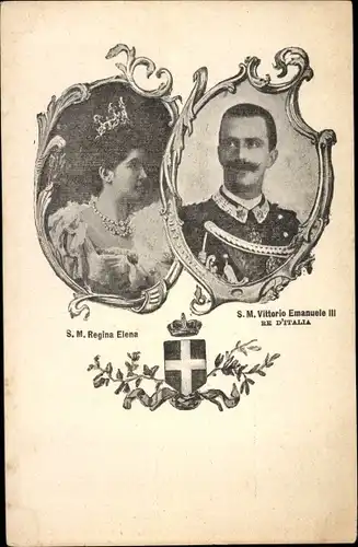 Ak Vittorio Emanuele III, König Viktor Emanuel III. und Königin Elena