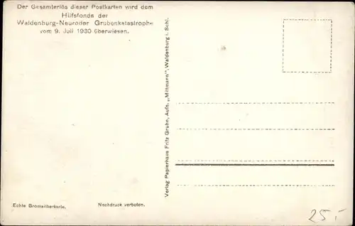 Ak Wałbrzych Waldenburg Schlesien, Bergkapelle, Hilfsfond Waldenburger Neuroder Grubenkatastrophe