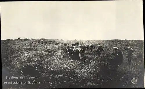 Ak Campania, Processione di S. Anna, Eruzione del Vesuvio, Vesuv, Vulkanausbruch 1906