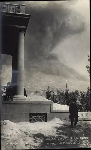 Ak Campania, Eruzione del Vesuvio 1906, veduta dall'Osservatorio, Vulkanausbruch