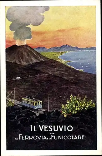 Künstler Ak Napoli Neapel Campania, Il Vesuvio, Ferrovia, Funicolare