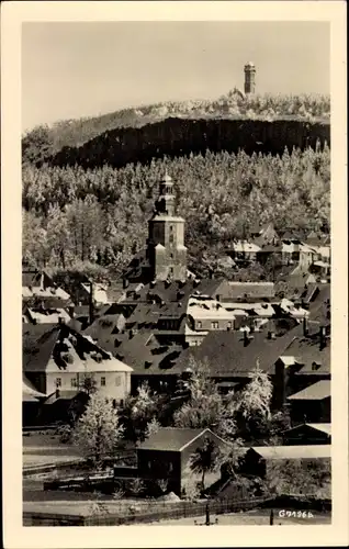 Ak Scheibenberg im Erzgebirge, Blick auf den Ort, Winter