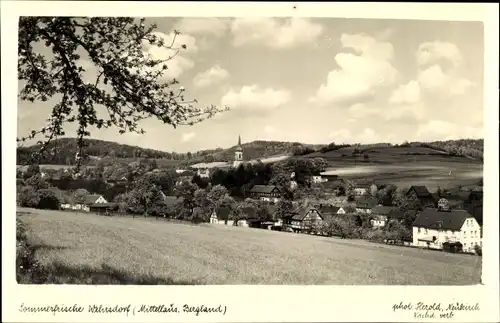 Ak Wehrsdorf Sohland an der Spree, Blick auf den Ort, Felder, Kirchturm, Wald