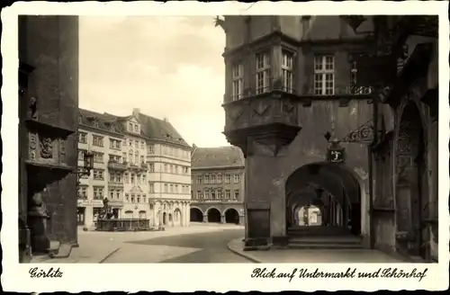 Ak Görlitz in der Lausitz, Blick auf Untermarkt und Schönhof, Arkaden