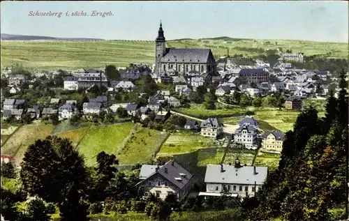 Ak Schneeberg im Erzgebirge, Panorama vom Ort