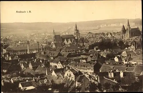 Ak Ansbach in Mittelfranken Bayern, Gesamtansicht