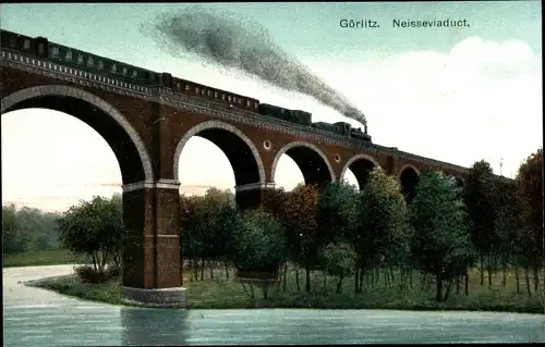 Ak Görlitz Oberlausitz, Neisseviadukt, Eisenbahnbrücke