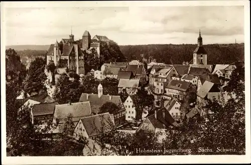 Ak Hohnstein Sächsische Schweiz, Ortsansicht, Jugendburg