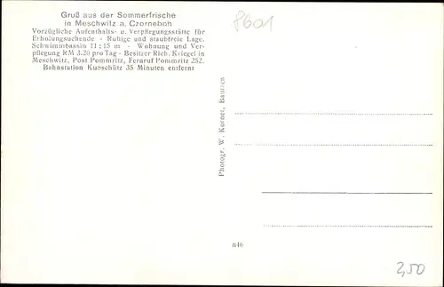 Ak Meschwitz Hochkirch in der Oberlausitz, Sommerfrische Kriegel