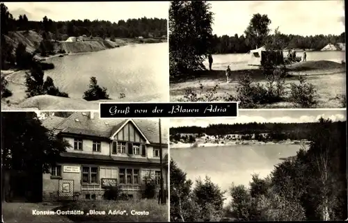 Ak Crosta Großdubrau in Sachsen, Konsum-Gaststätte Blaue Adria, Zelt