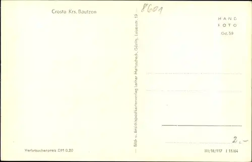Ak Crosta Großdubrau Krs. Bautzen, Konsum Gaststätte Blaue Adria