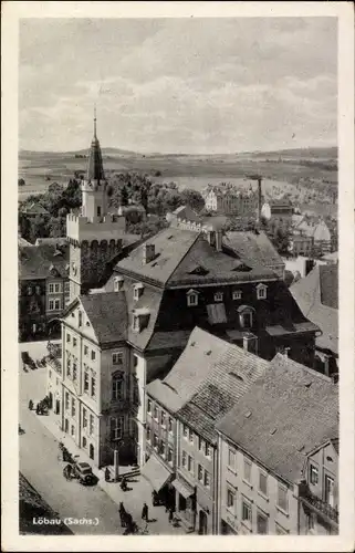 Ak Löbau in der Oberlausitz Sachsen, Blick von oben auf Stadtteil, Turm