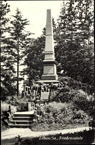 Ak Löbau in der Oberlausitz Sachsen, Friedenssäule
