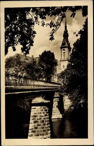 Ak Großpostwitz in Sachsen, Teilansicht, Brücke