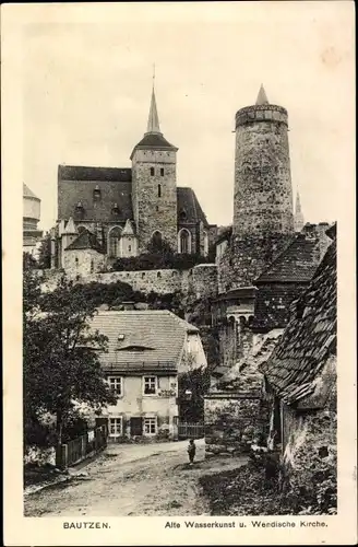 Ak Bautzen in der Oberlausitz, Alte Wasserkunst und Wendische Kirche