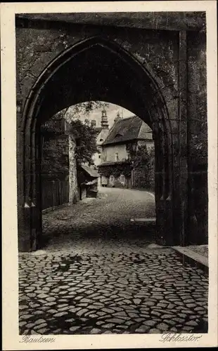 Ak Bautzen Sachsen, Blick durch das Schlosstor