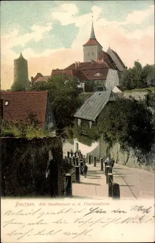 Ak Bautzen in der Oberlausitz, Alte Stadtmauer a.d. Fischerpforte