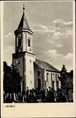 Ak Milkel Radibor Oberlausitz, Kirche, Friedhof
