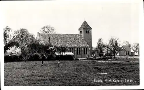 Ak Daarle Overijssel, N. H. Kerk en School