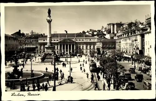 Ak Lisboa Lissabon Portugal, Rossio, Platz, Denkmal