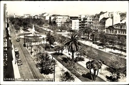 Ak Lisboa Lissabon Portugal, Trecho da Avenida da Liberdade