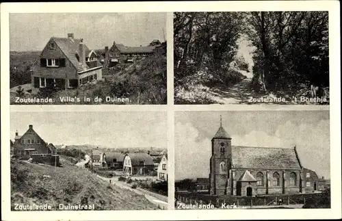 Ak Zoutelande Veere Zeeland Niederlande, Villa's in de Duinen, Duinestraat, Kerk, 't Boschje