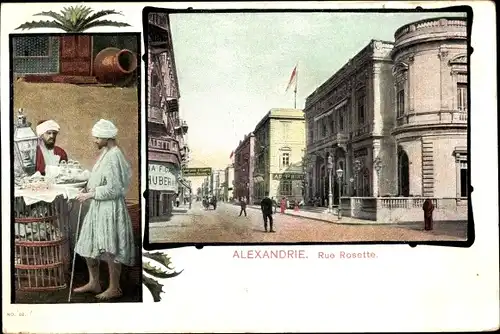 Ak Alexandria Ägypten, Rue Rosette