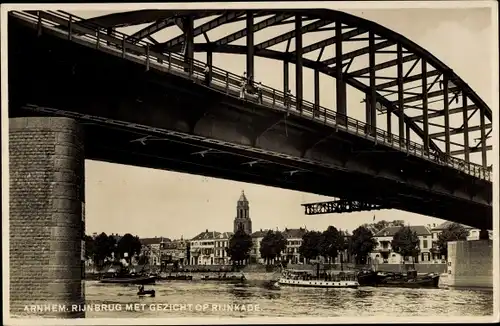 Ak Arnhem Gelderland Niederlande, Rijnbrug met Gezicht op Rijnkade