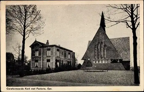 Ak Epe Gelderland Niederlande, Geref. Kerk met Pastorie