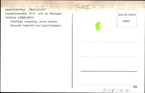 Ak Lent Nijmegen Gelderland, Hotel Café Waalzicht