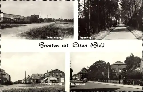 Ak Etten Gelderland, Zeddamseweg, Tappeweg, Margrietstraat, Dorpsstraat