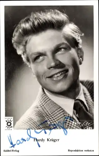 Ak Schauspieler Hardy Krüger, Portrait, Autogramm