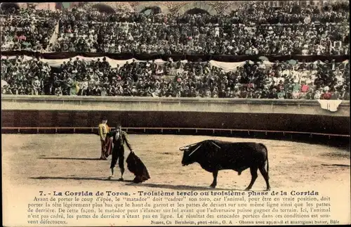 Ak Stierkampf, Corrida de Toros, Troisieme tarcio ou trosieme phase de la Corrida