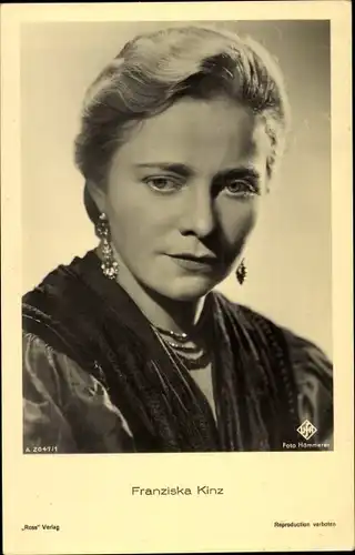 Ak Schauspielerin Franziska Kinz, Portrait