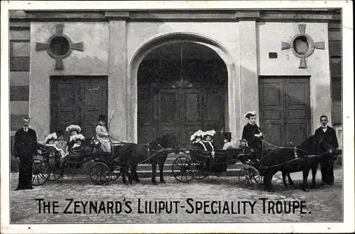 Ak The Zeynard's Liliput Speciality Troupe, Ponykutschen, Liliputaner