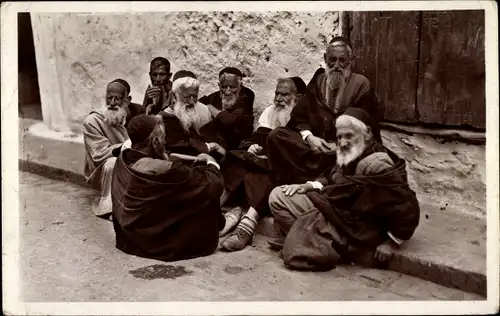 Judaika Ak Scenes et Types, Groupe d'Israelites devisant, Juden