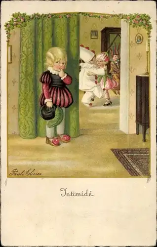 Künstler Ak Ebner, Pauli, Intimide, schüchterner Junge im Kostüm, Fasching