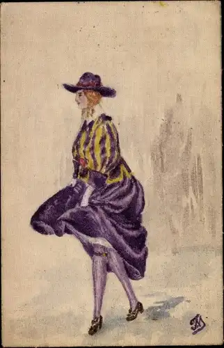 Stoff Ak Toile Aquarelle BAI de Bourgeois Aine, Frauenportrait