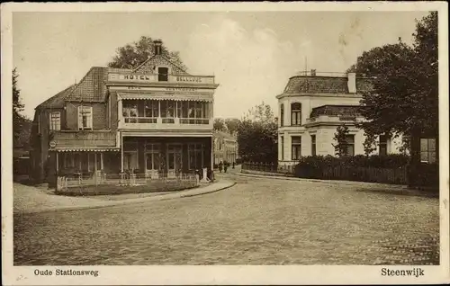 Ak Steenwijk Overijssel, Oude Stationsweg, Hotel Bellevue