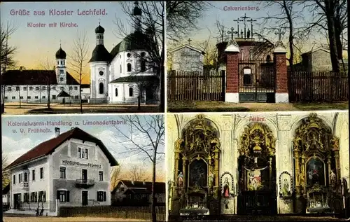 Ak Lagerlechfeld Graben Schwaben, Truppenübungsplatz Lager Lechfeld, Kloster, Kolonialwaren