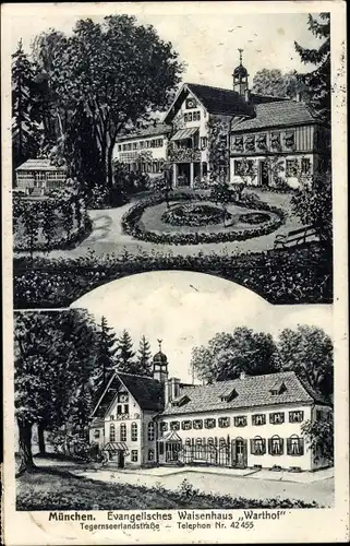 Ak München, Evangelisches Waisenhaus Warthof