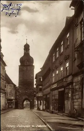Ak Coburg in Oberfranken, Partie an der Judengasse mit Judentor