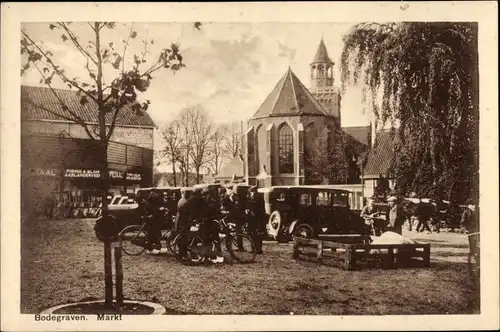 Ak Bodegraven Südholland, Markt, Autos, Kirche